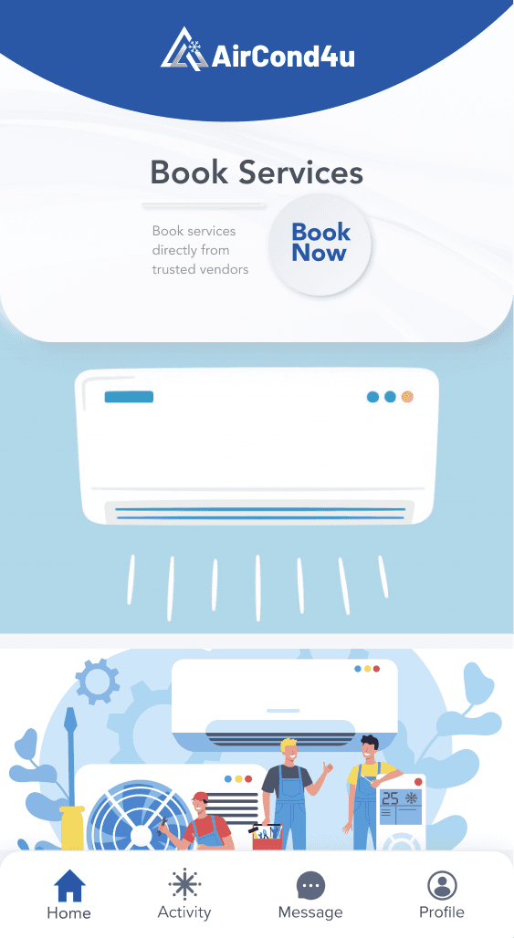 Aircond4u app home screen